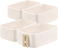 Small Storage Baskets for Organizing - 4 Pack Shallow Woven Rope Bins