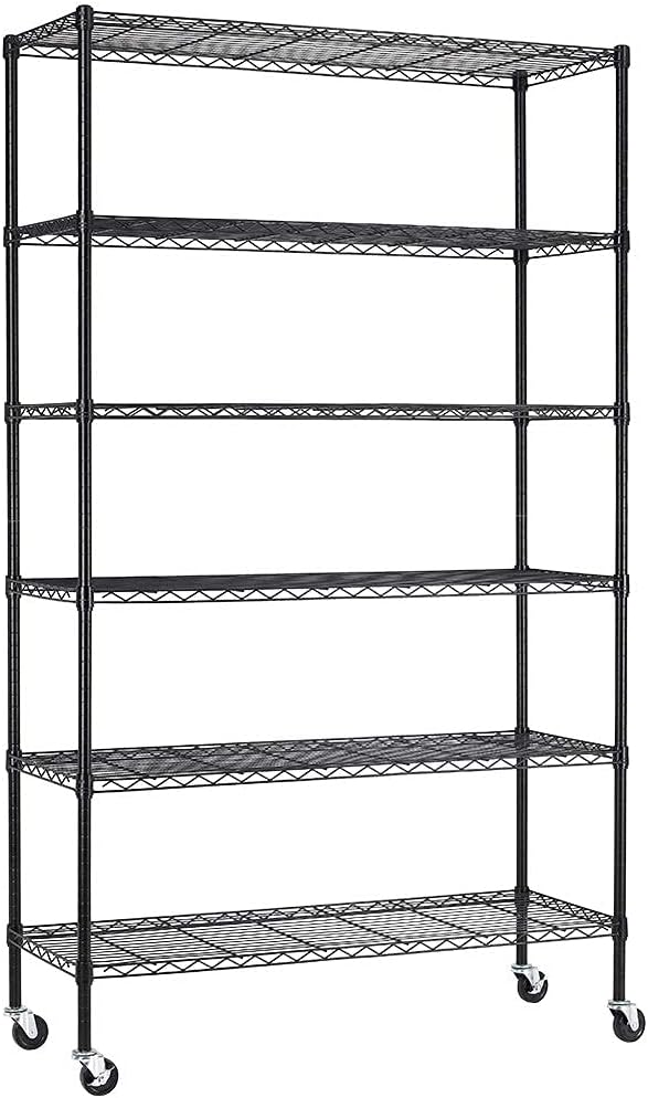 FDW Wire Shelving Unit Storage Cart with 6 Adjustable Shelves