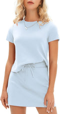 Womens Summer 2 Piece Short Skirt Sets - Breathable Cotton Tennis
