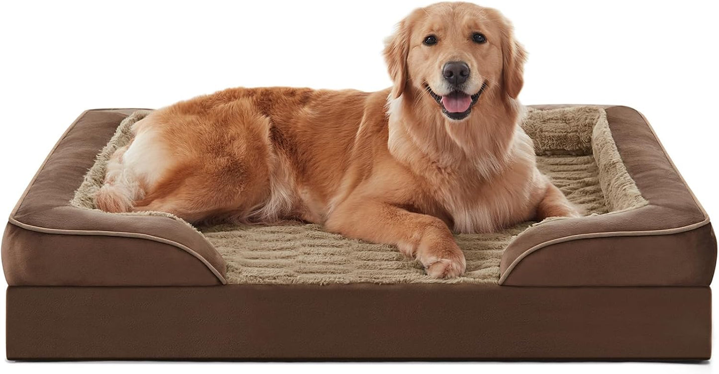 FURTIME Orthopedic Bed for Large Dogs - Comfy Supportive Foam