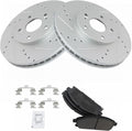 TRQ Front Brake Pad & Rotor Kit Semi-Metallic Slotted X Drilled - MDX