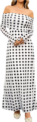 KUTUMAI Women Off Shoulder Bodycon Maxi Dress - Elegant Ruched Fit
