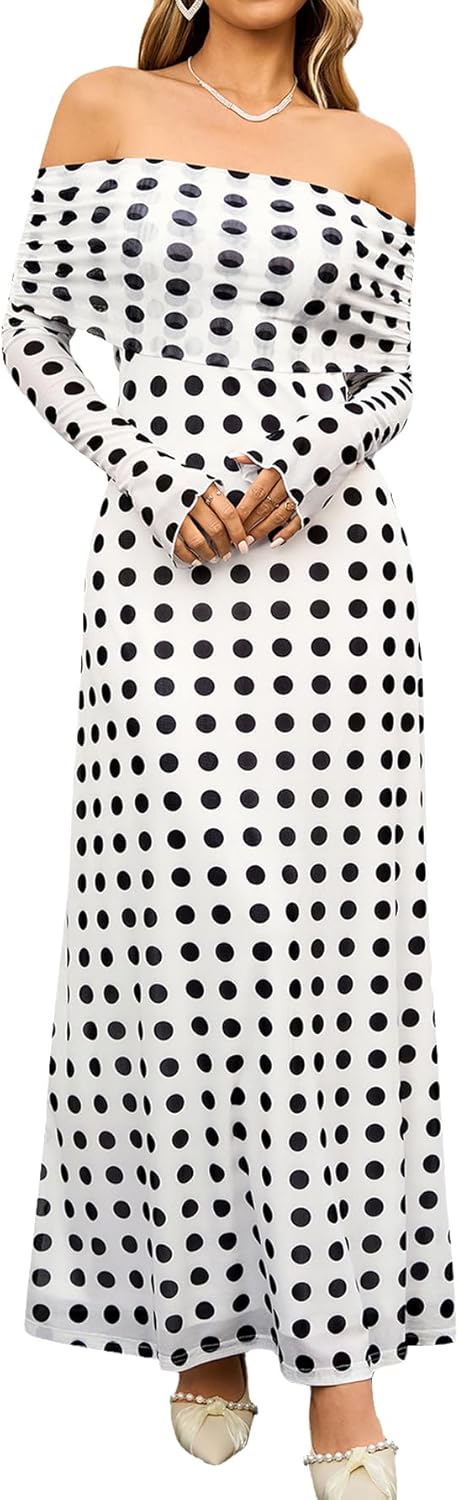 KUTUMAI Women Off Shoulder Bodycon Maxi Dress for Any Occasion