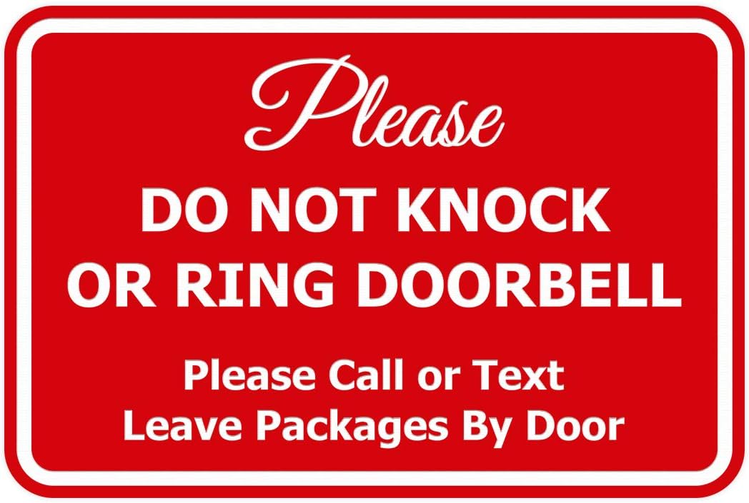 Classic Framed Please Do Not Knock Door Sign - 5 Pack Red