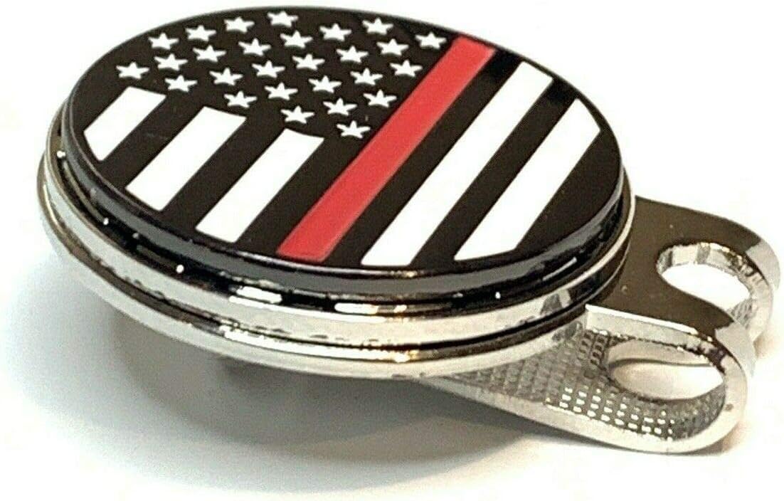 Thin Red Line Magnetic Golf Hat Clip - Patriotic Ball Marker