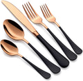 20-Piece Black and Rose Gold Silverware Set - Durable 18/0 Flatware