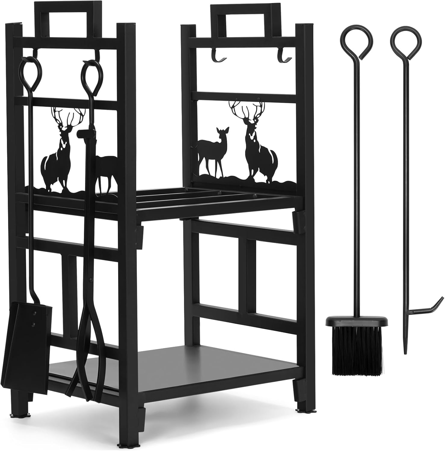 INNO STAGE Firewood Rack Double Layer Iron Log Holder Set