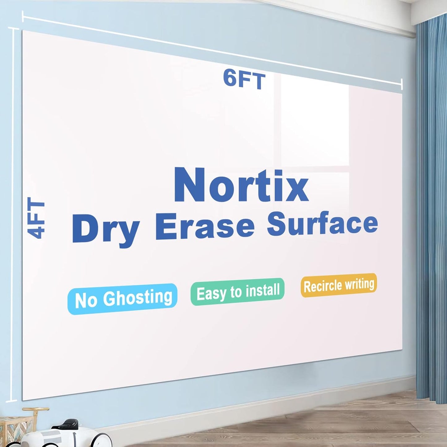 Nortix White Board Paper for Wall - Peel and Stick Solution