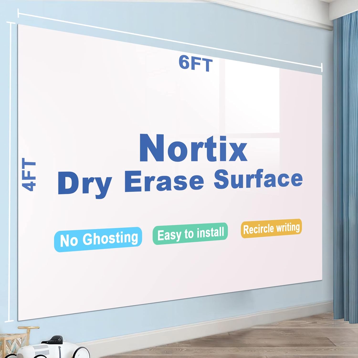 Nortix White Board Paper for Wall - Peel and Stick Solution