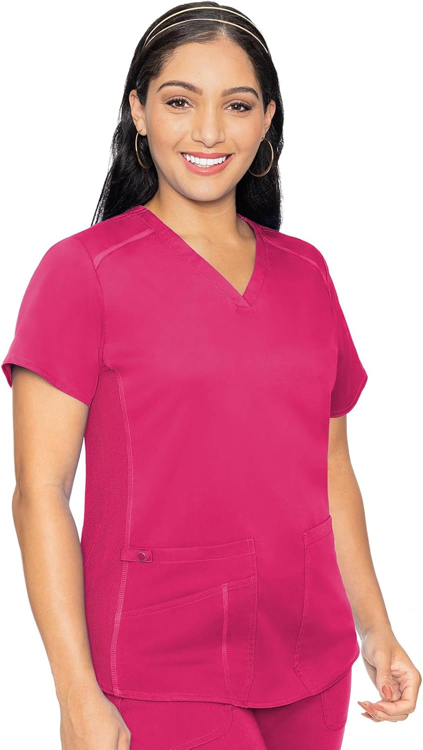 Med Couture V-Neck Scrub Top for Women with 4 Pockets