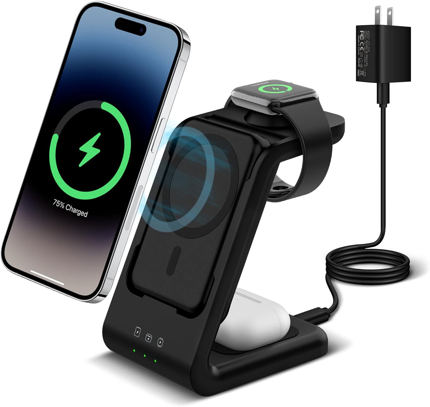 3 in 1 Wireless Charging Station for iPhone, Watch, AirPods