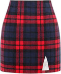 Plaid Mini Skirts High Waisted Wool Pencil Skirt (Style 64FL)