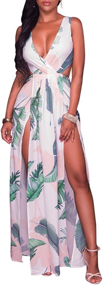LKOUS Women's Floral Print Dresses for Beach and Vacation Fun