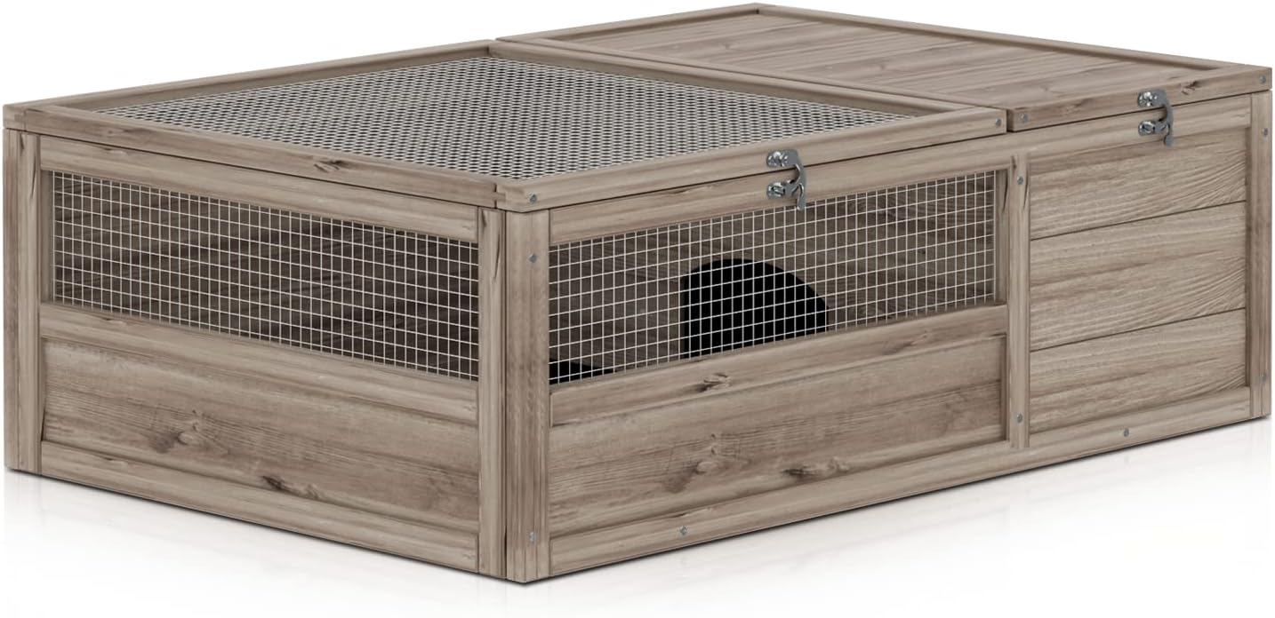 MoNiBloom Wooden Tortoise Habitat House for Indoor and Outdoor Use
