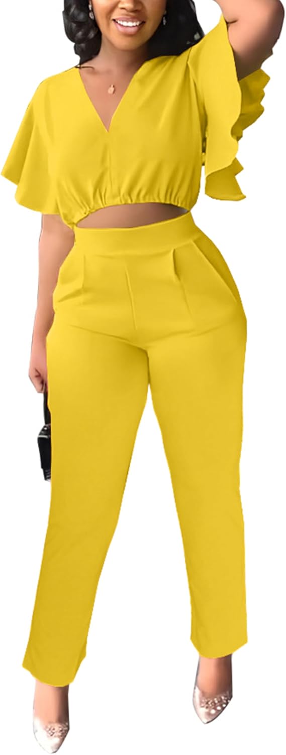 Fooullaide Womens Summer 2 Piece Outfit Set for Beach Vacation