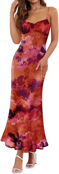 ZESICA Women's Maxi Dress with Spaghetti Straps for Floral Style