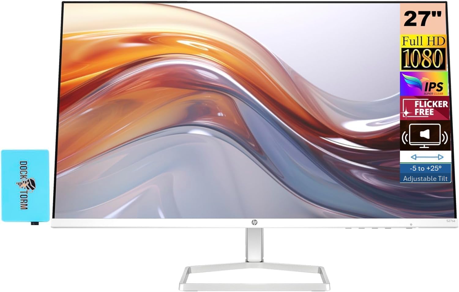 HP 27 FHD Monitor Bundle, 100Hz Refresh Rate, Dock Included