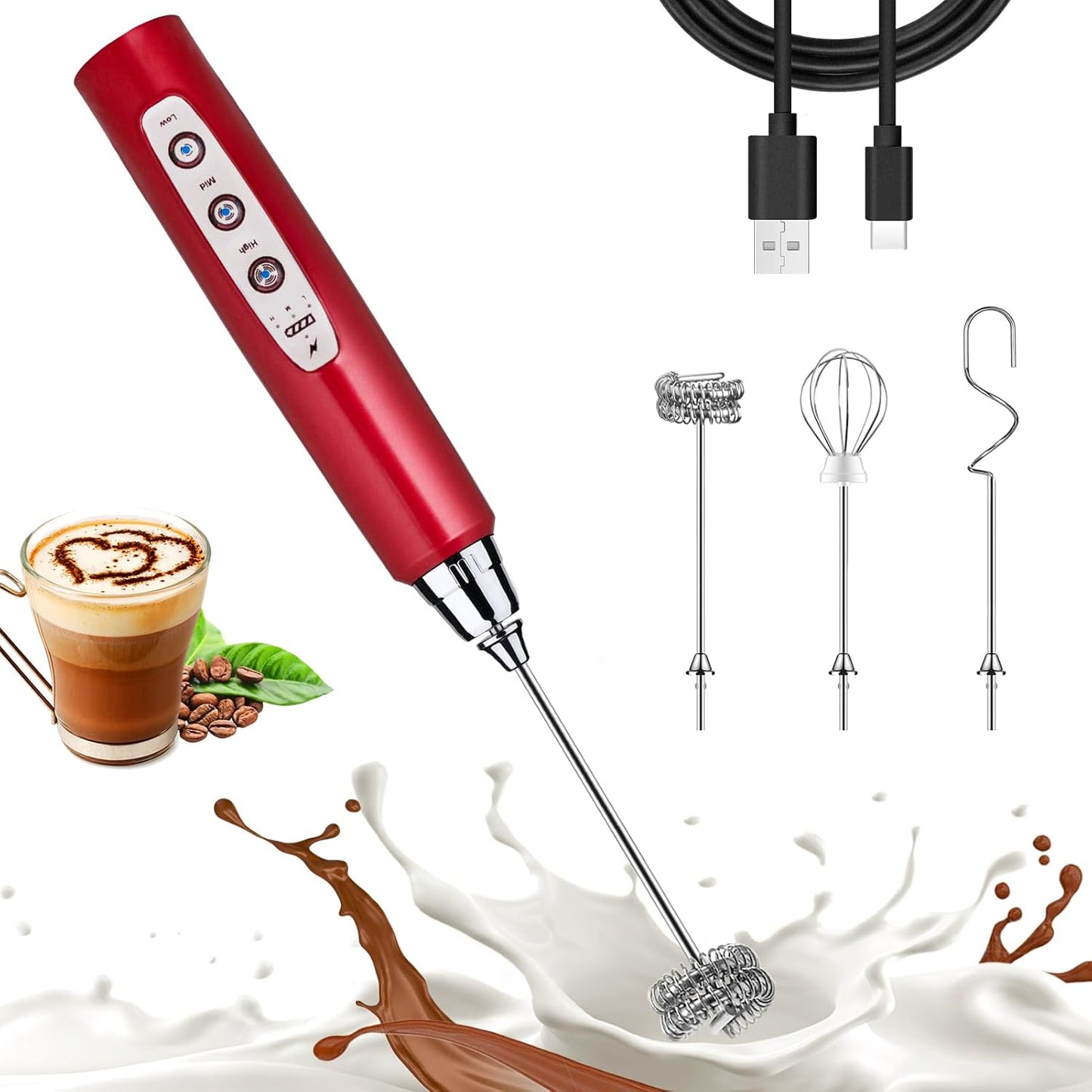 Nahida Red Milk Frother - Perfect Foam Fast!