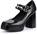 Mary Jane Shoes for Women Platform Chunky Heels - Closed Toe Comfort