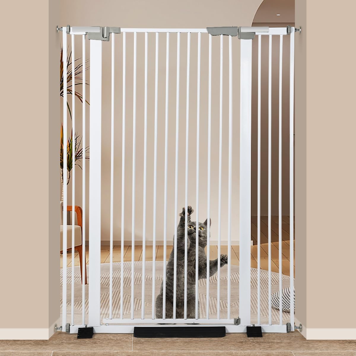 51.18in Extra Tall Cat Gate for Doorway with Adjustable Width