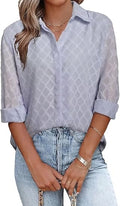 FARYSAYS Womens Button Down Shirts Long Sleeve V Neck Blouses Tops