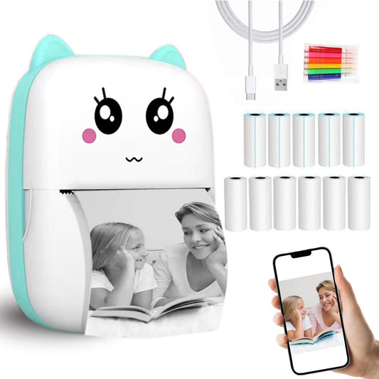 Inkless Mini Sticker Printer Bundle - Bluetooth Connectivity