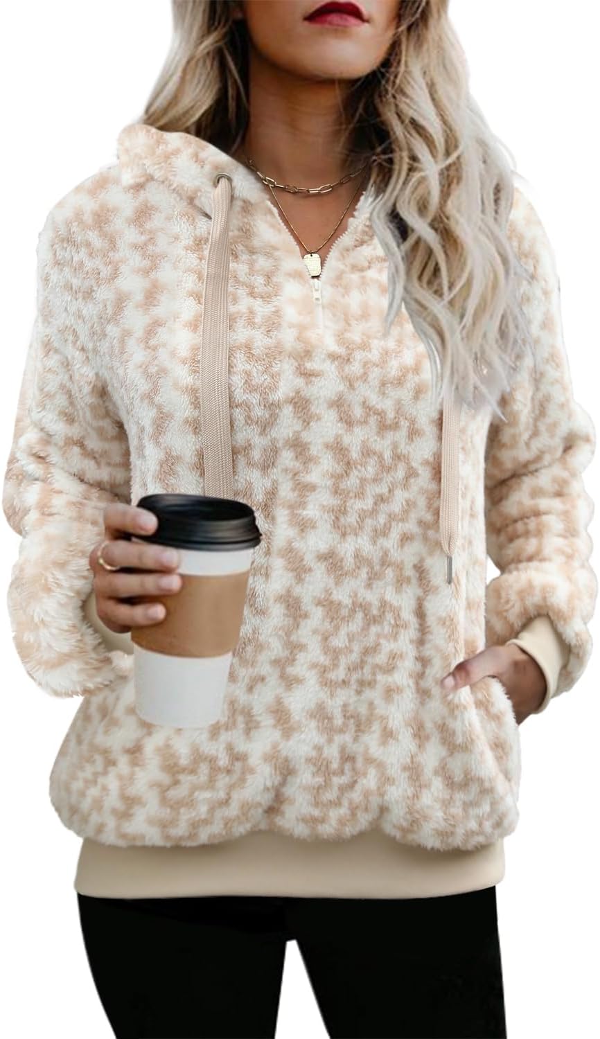 Oversized Sherpa Pullover Hoodie for Women - Cozy Fleece Jacket