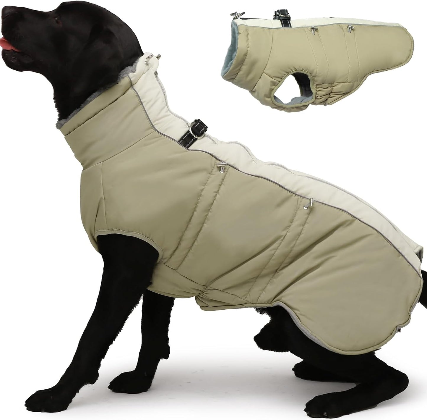 XX Large Dog Winter Jacket - Warm Snowsuit with Harness Vest