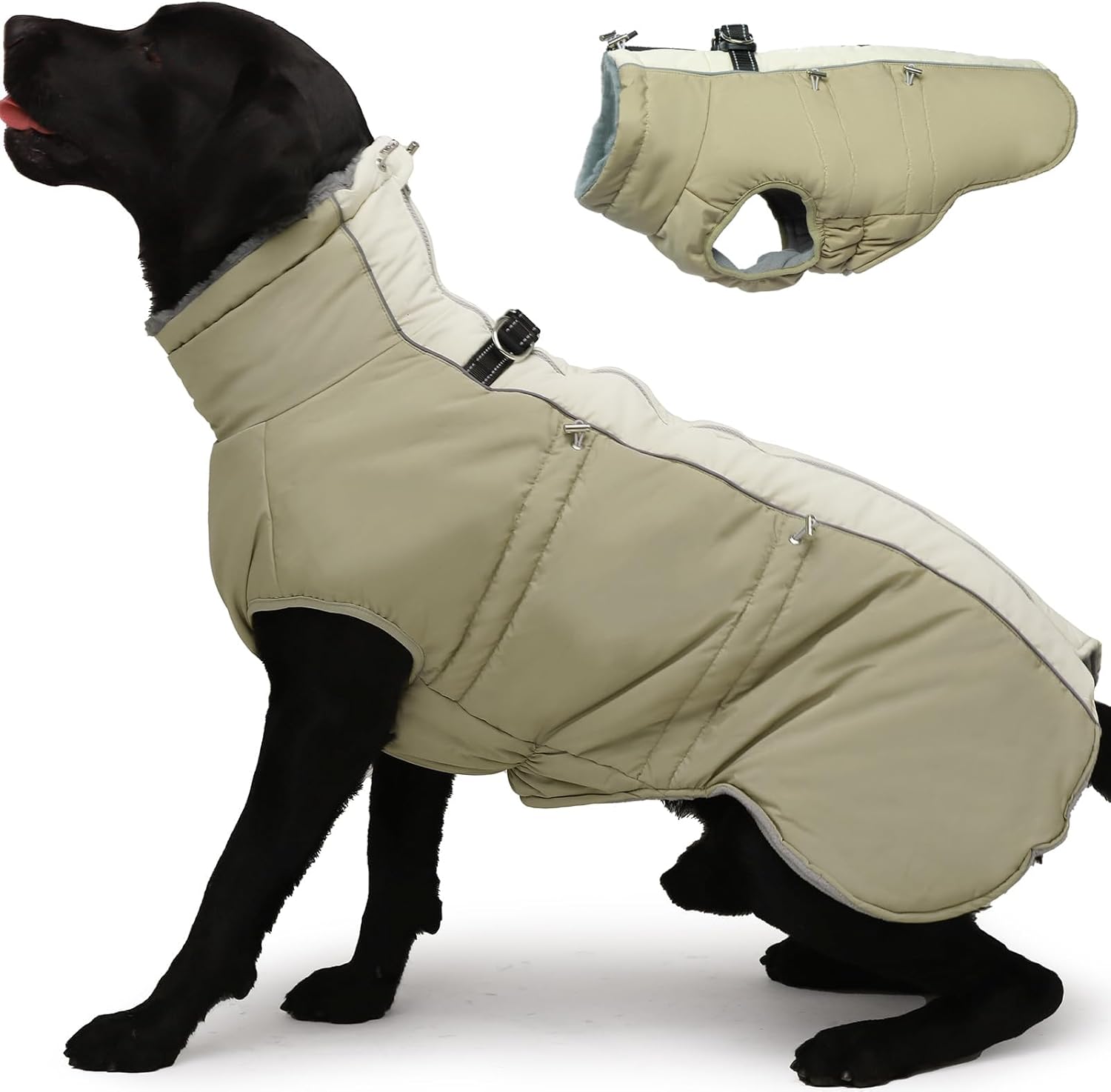 XX Large Dog Winter Jacket - Warm Snowsuit with Harness Vest