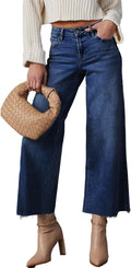 Allimy High Waisted Wide Leg Ripped Jeans - Comfortable (Style LBTM)