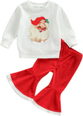 Toddler Girls First Christmas Sweatshirt and Red Flared Pants Set