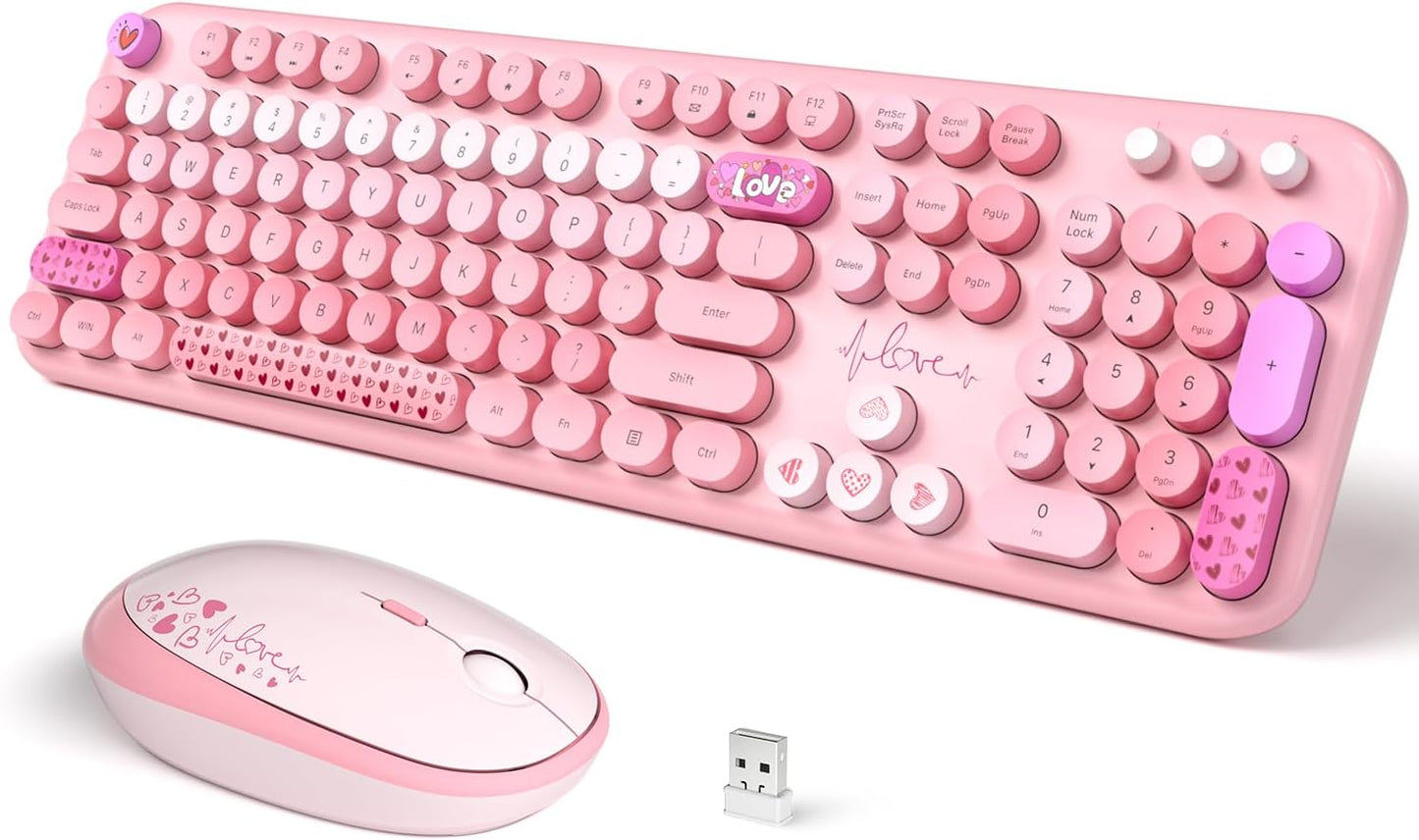 Colorful Retro Wireless Keyboard & Mouse Set - SQMD