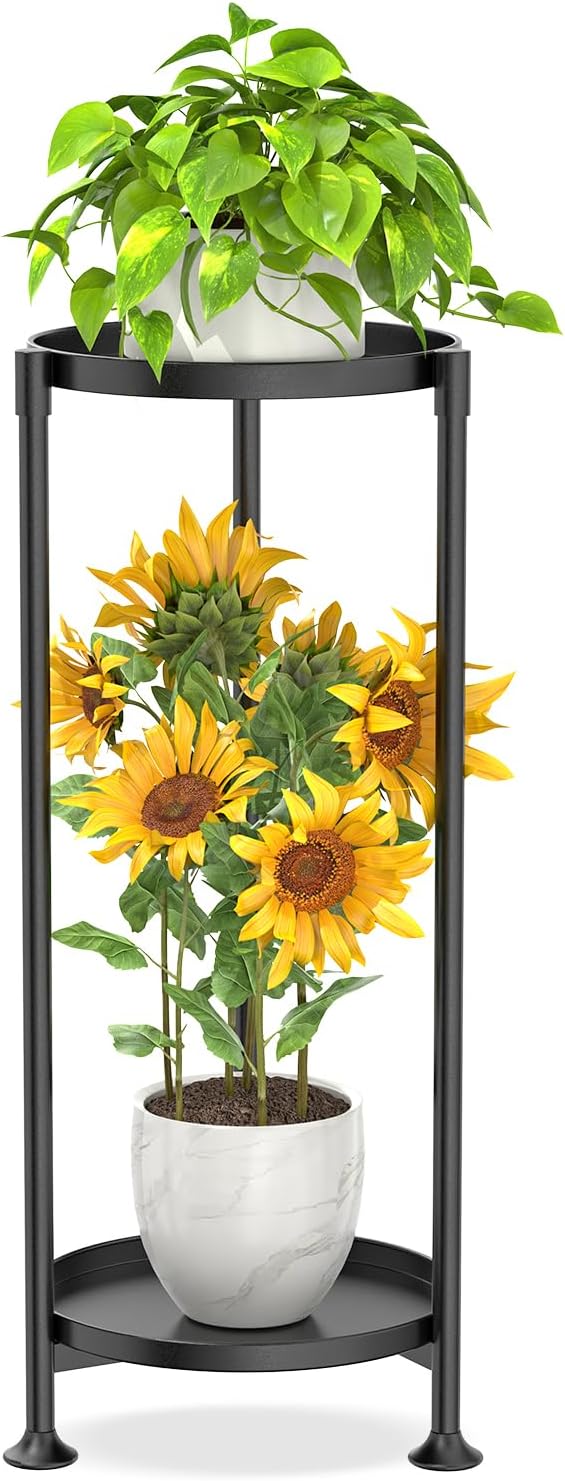 KMOTASUO 2 Tier Plant Stand Indoor for Large Heavy Duty Planters