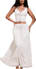 Verdusa Boho Skirt Flowy Flared Ruffle Summer Maxi - Feminine Vacation