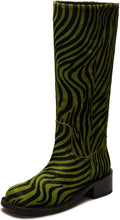 Womens Banana Knee High Boots Square Toe Wide Calf Riding Boots