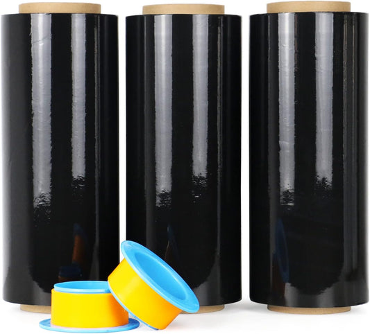 BOMEI PACK Black Stretch Wrap for Shipping and Moving Needs