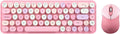 Perixx PERIDUO-802PK Set de teclado y raton Bluetooth - Retro rosa