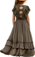 BIBIHOU Girls Lace Dress Boho Backless A Line High Low Hem