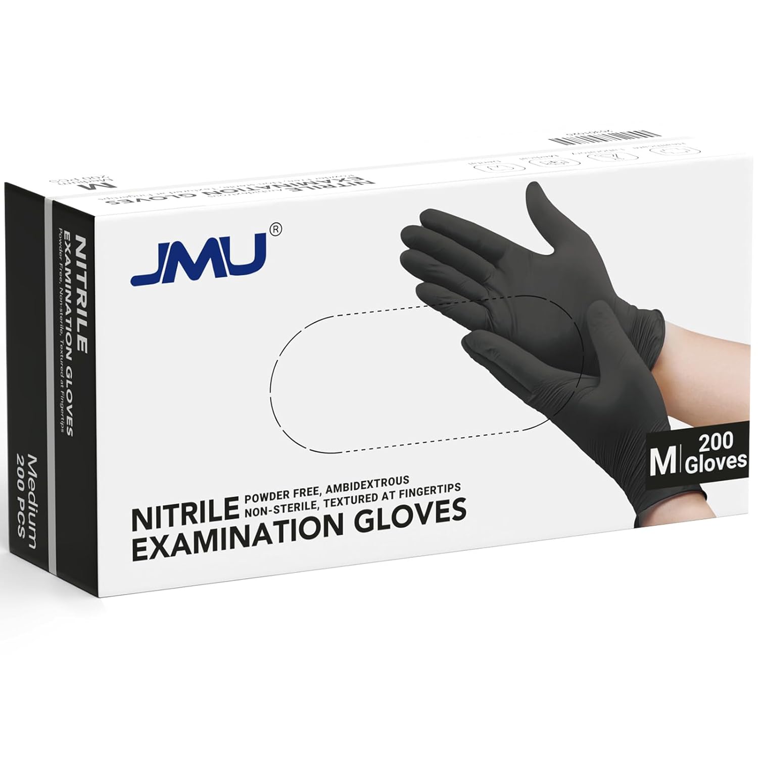 200 Black Nitrile Gloves, Latex & Powder Free