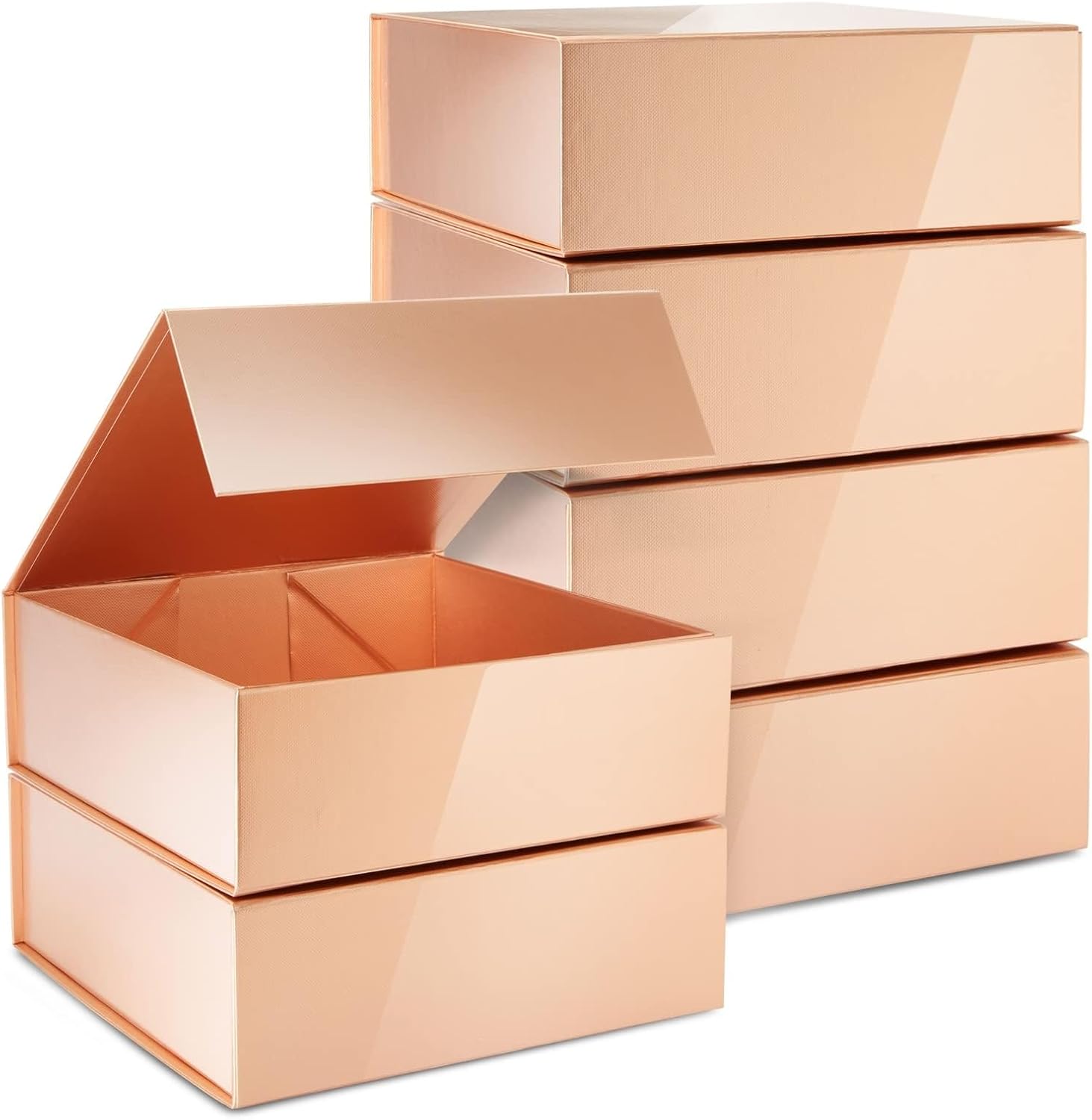 Elegant Rose Gold Gift Boxes with Lids - 6 Pack for All Occasions