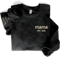 Personalized Embroidered Mama Sweatshirt With Kid Names On Sleeve is