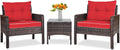 Tangkula 3 Piece Outdoor Patio Furniture Set - Comfortable Wicker