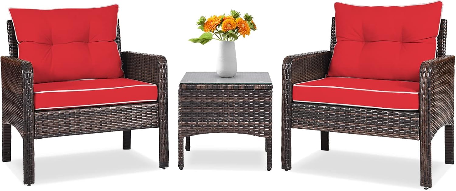 Tangkula 3 Piece Outdoor Patio Furniture Set for Comfort & Style