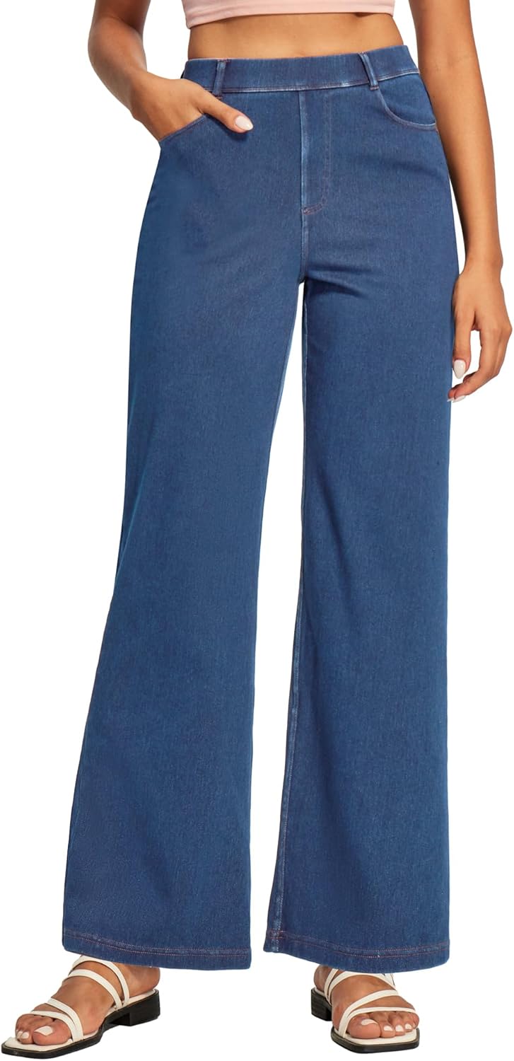 Ewedoos Wide Leg Jeans Woman High Waisted Stretchy Baggy