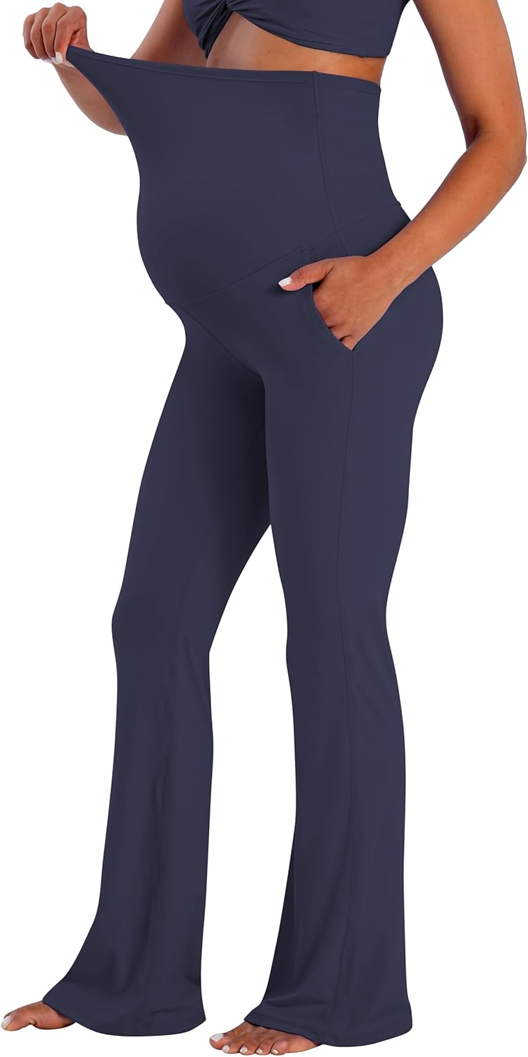 Sunzel Maternity Flare Leggings with Pockets for Comfort
