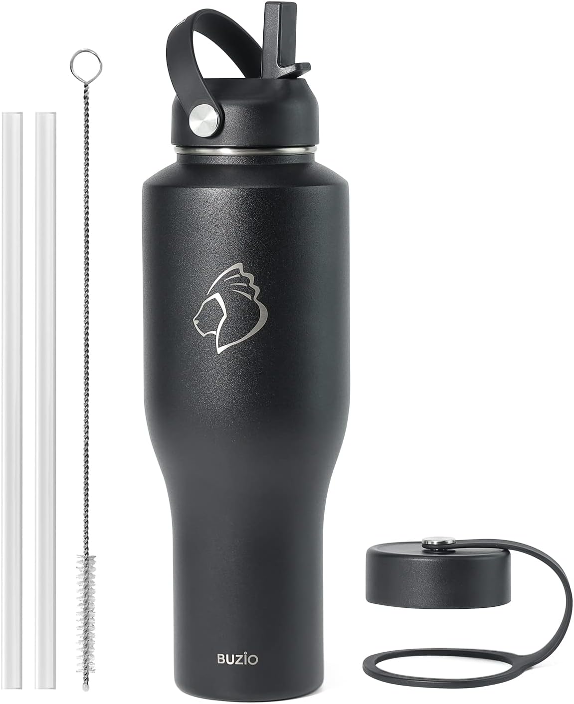 BUZIO 40oz Insulated Tumbler with Handle and Straw Lid