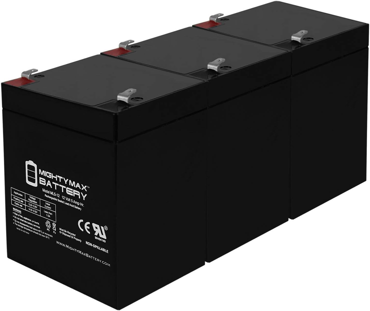 Mighty Max Battery ML5-12 Pack of 3 - Reliable SLA Power