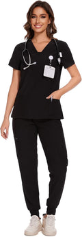 COZYFIT Scrubs for Women V-Neck Top & Cargo Pants Set (Style Z5DC)
