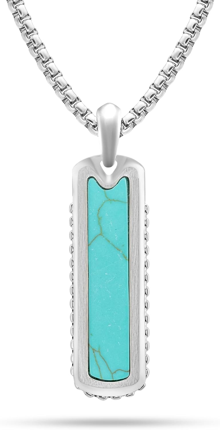 RTZN Turquoise Necklace for Men - Premium Dog Tag Pendant