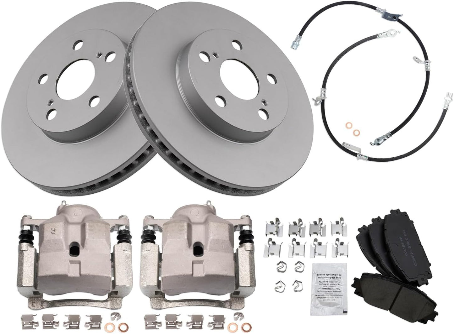 TRQ Front Brake Pad & Rotor Kit for Lexus CT200h & Prius